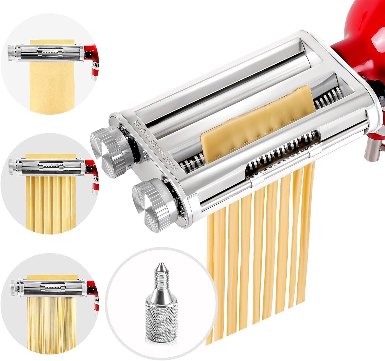 Commercial Kitchen Supplies - อุปกรณ์เสริมเครื่องผสมอาหาร KitchenAid แบบ 3-in-1 สำหรับทำพาสต้า พร้อมใบมีดสำหรับสปาเก็ตตี้และเฟตตูชิน