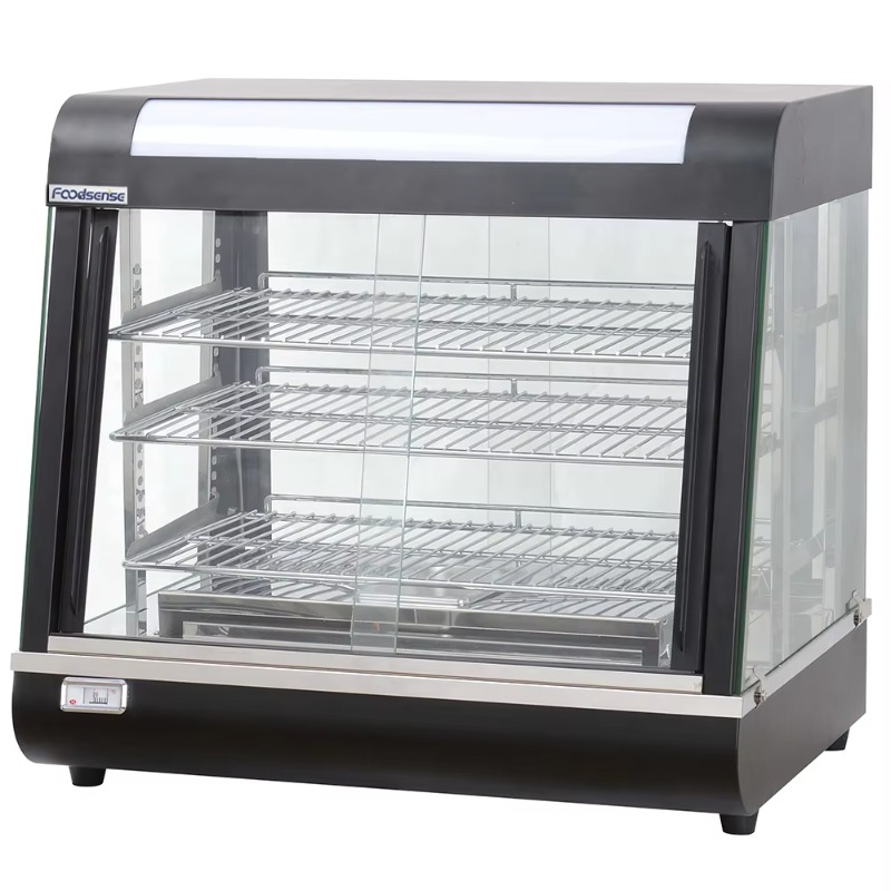 Commercial Kitchen Supplies - ตู้โชว์สแตนเลสแบบมีฉนวนกันความร้อน ประตูกระจกเต็มบาน พร้อมเครื่องอุ่นอาหารไฟฟ้า สำหรับร้านเบเกอรี่ โรงแรม และร้านอาหาร