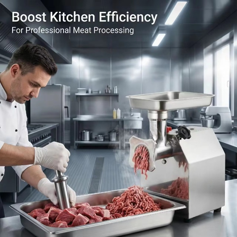 Meat Grinder Electric - เครื่องบดเนื้อไฟฟ้าแบบตั้งโต๊ะอัตโนมัติรุ่นใหม่สำหรับเชิงพาณิชย์ - สแตนเลส ความจุ 200 กก./ชม.