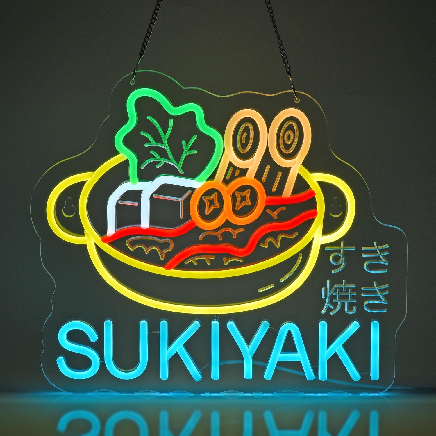 Commercial Kitchen Japanese - ป้ายไฟนีออนซูกิยากิ LED สำหรับตกแต่งผนัง ใช้พลังงาน USB โคมไฟอะคริลิกเรืองแสงสไตล์ญี่ปุ่น
