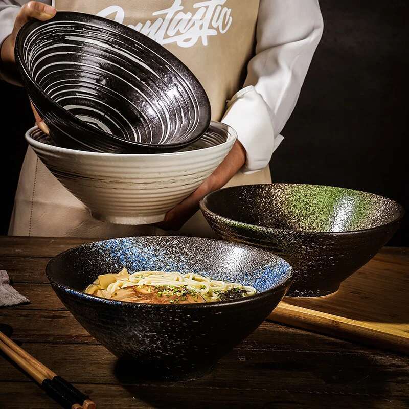Commercial Kitchen Japanese - ชามเซรามิกญี่ปุ่นสำหรับราเม็ง ชามซุป ชามบะหมี่ ชามสำหรับร้านอาหาร ชามสำหรับใช้ในบ้าน ชุดอาหารสำหรับครัว