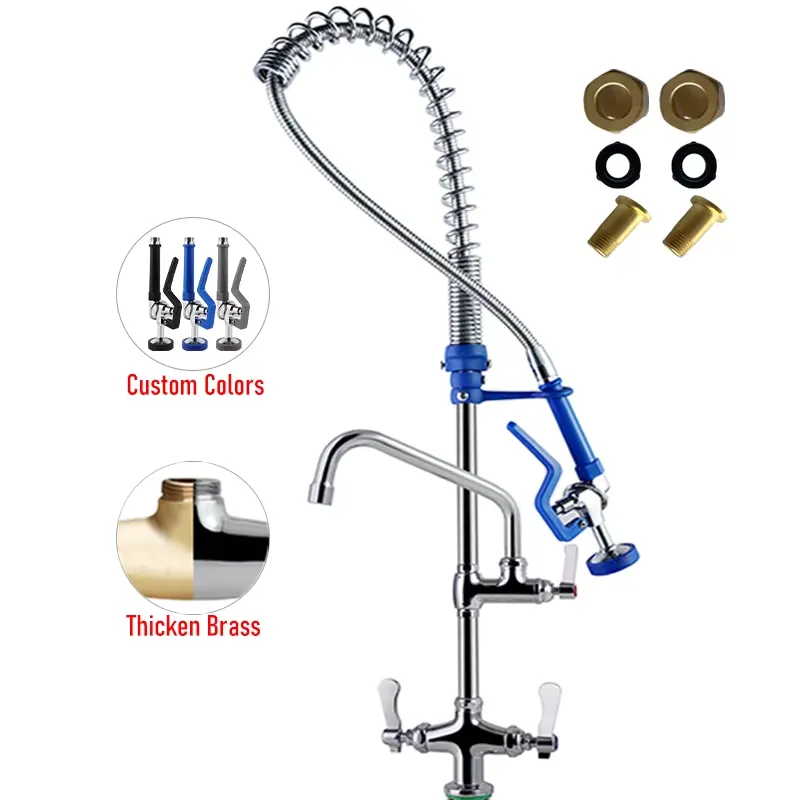 Commercial Kitchen Taps - ก๊อกน้ำสำหรับครัวเชิงพาณิชย์ ร้านอาหาร แบบคลาสสิก แรงดันสูงคู่ ผิวโครเมียม SUS