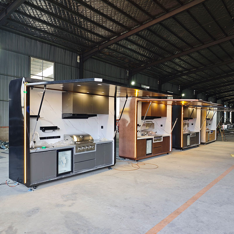 Commercial Kitchen Grill - ครัวกลางแจ้งเกรดเชิงพาณิชย์พร้อมเตาบาร์บีคิวสแตนเลสแบบมีหลังคา ป้องกันน้ำ สำหรับทำอาหารในสวนหลังบ้าน สไตล์โมเดิร์น