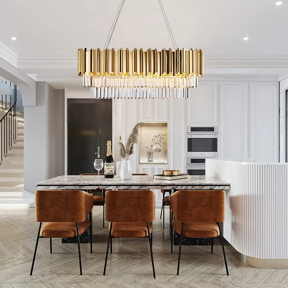 โคมไฟระย้าคริสตัล K9 สีทองหรูห - Commercial Kitchen Island บทวิจารณ์และราคา