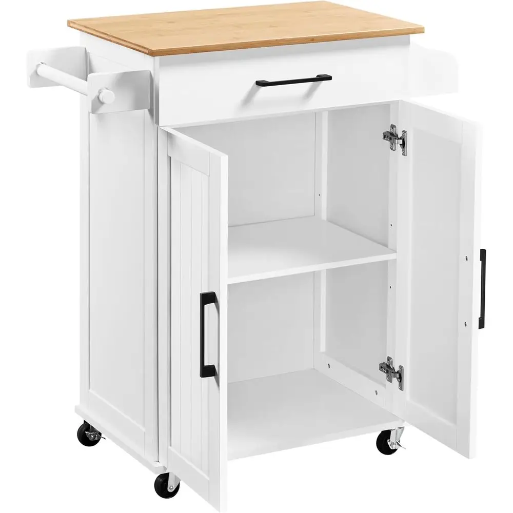 รถเข็นครัวสีขาวพร้อมชั้นวางของ - Commercial Kitchen Island บทวิจารณ์และราคา