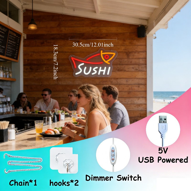 ไฟนีออนรูปปลาซูชิ LED ปรับความ - Commercial Kitchen Japanese บทวิจารณ์และราคา