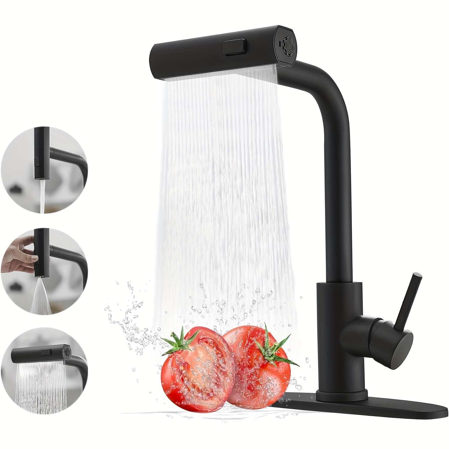 1 PC สีดําก๊อกน้ําห้องครัวดึงส - Commercial Kitchen Taps บทวิจารณ์และราคา
